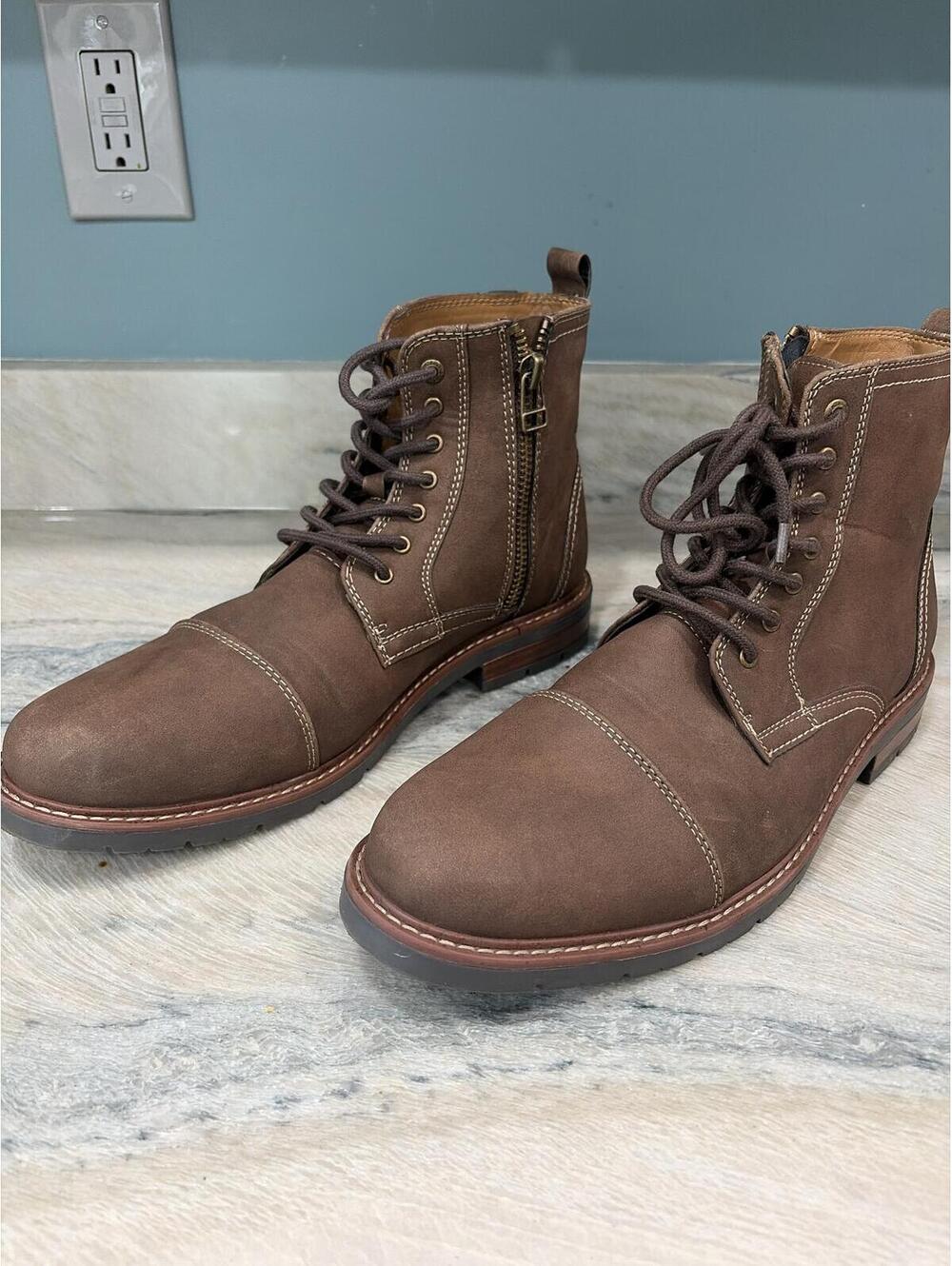 New Dockers Brown Leather Lace-Up Side Zip Boots [COPY]
